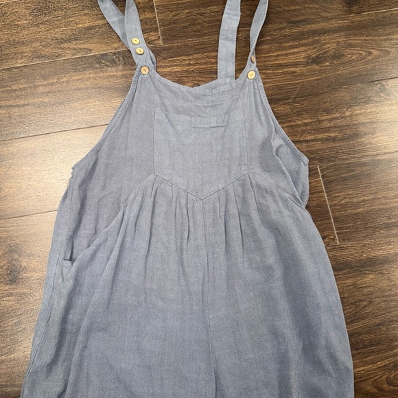 ANRABESS Women's Casual Adjustable Strap Linen Short Bib Overalls Jumpsuit - Picture 3 of 5